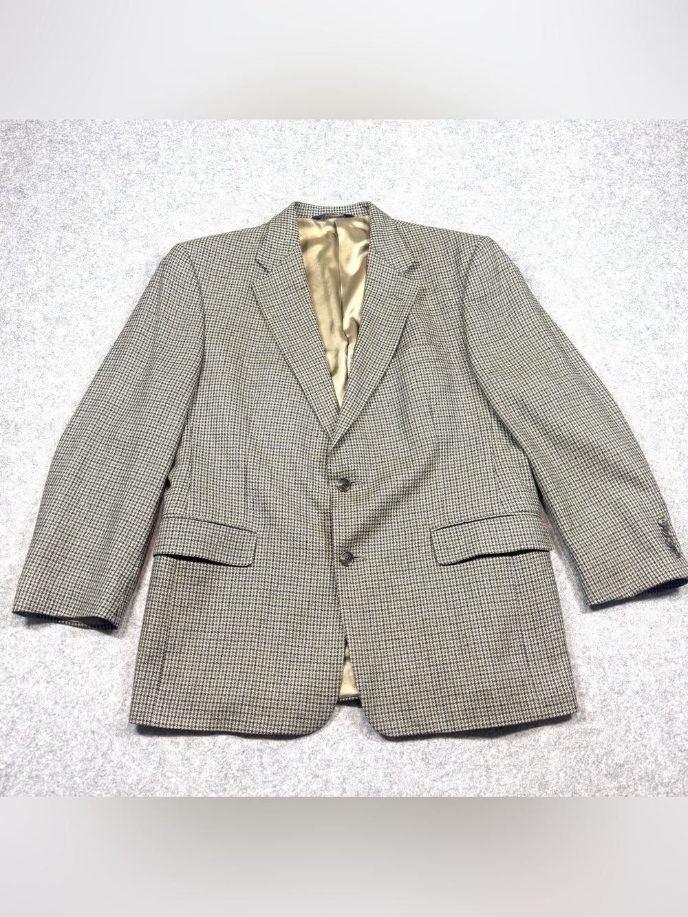 Burberrys Vintage Houndstooth Two-Button Sport Coat Blazer Jacket 42S Black